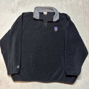 Vintage New York Mets Majestic 1/4 Zip Fleece Pullover Sweater Mens‎ XXL Black